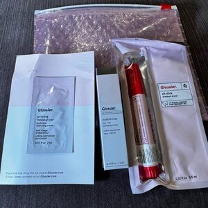 Glossier Skin Care Set Priming Moisturizer Bubblewrap Zit Stick Benzoyl Peroxide